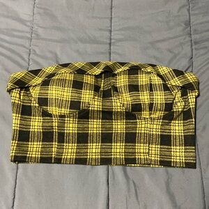 Yellow Plaid Summer Tube Top With Cups